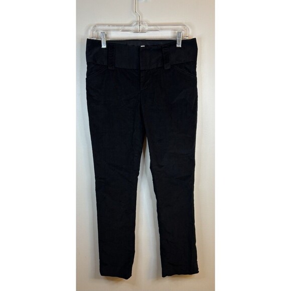 ALICE + OLIVIA Black Corduroy Pants Women 6 Slim Straight Leg Wide Waist Casual - Picture 1 of 11